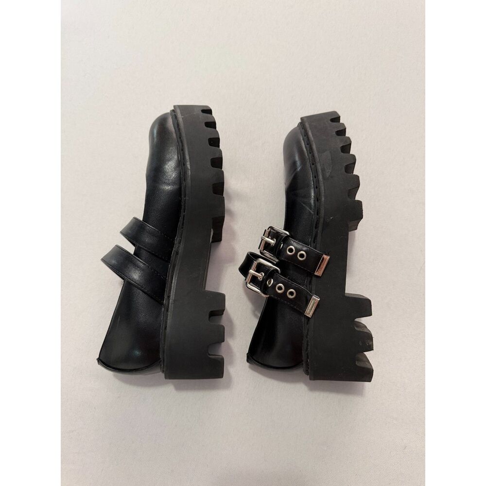 Lamoda Black Double-Buckle Platform Mary Janes | Size 8 - Picture 4 of 12